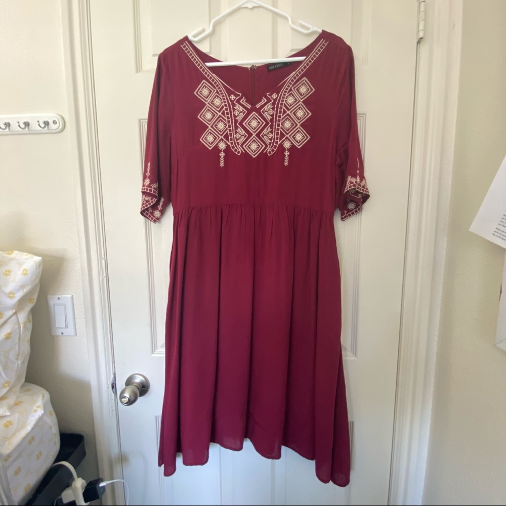 Maroon Midi Dress
